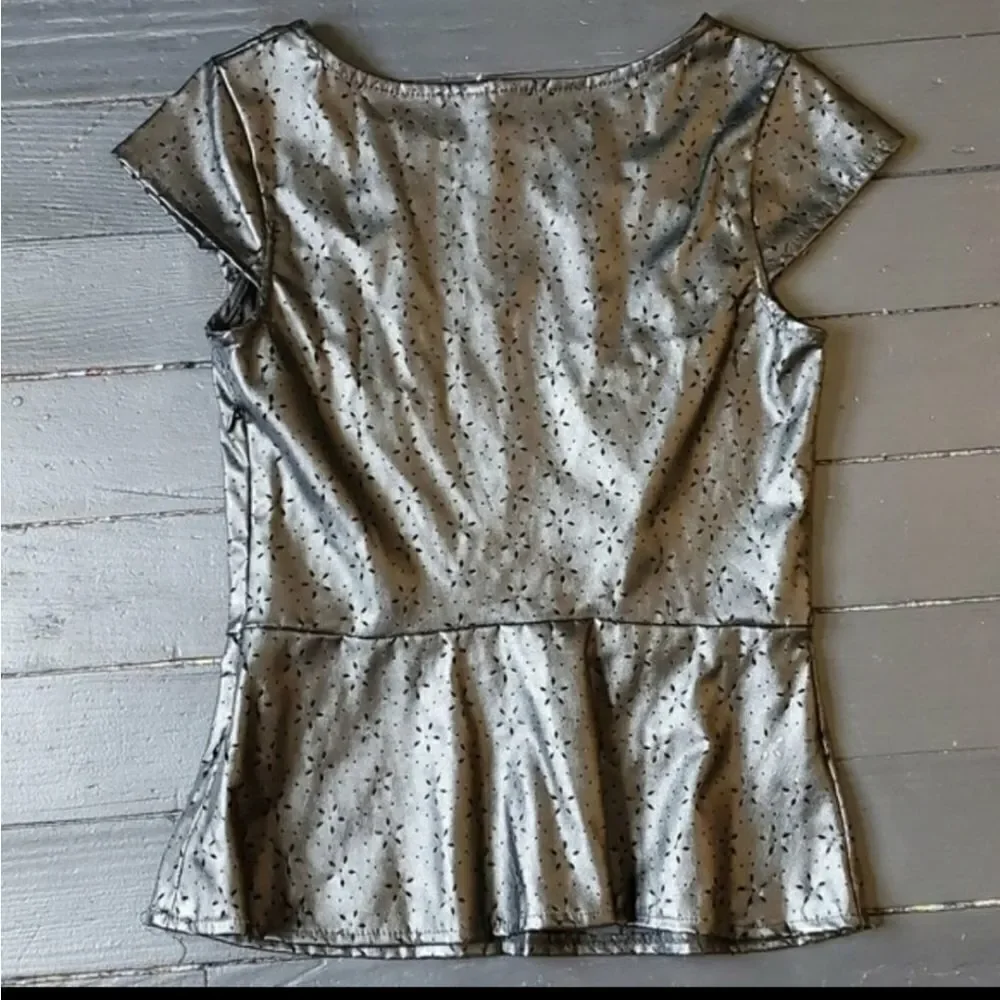 Anthropologie Black Pleather Blouse